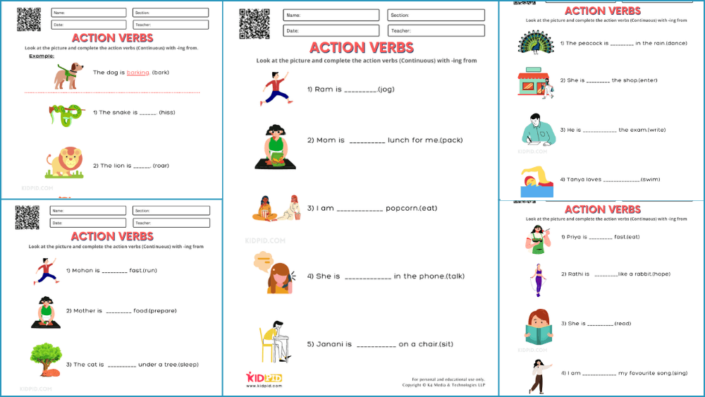 Action Verbs Ending In ing Printable Worksheets For Grade 1 Kidpid