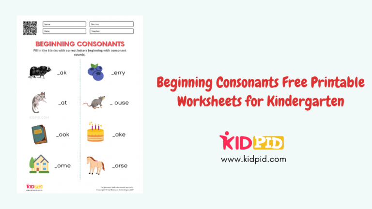 Beginning Consonants Free Printable Worksheets for Kindergarten - Kidpid