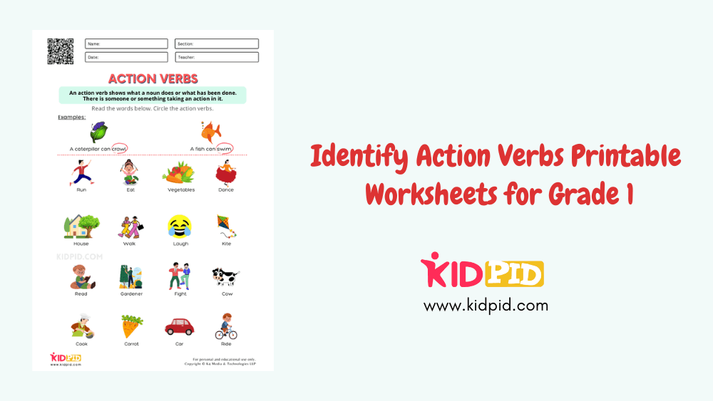 Identify Action Verbs Printable Worksheets For Grade 1 Kidpid