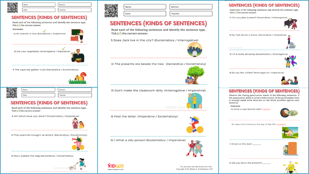 Kinds of Sentences Free Printable Worksheets for Grade 2 - Kidpid