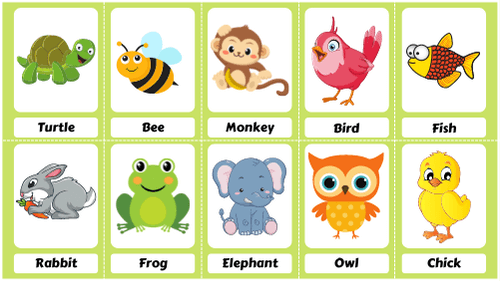 Animals Name Flashcard Sheets - Kidpid