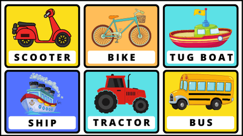 Modes of Transportation Flashcard Sheets Feature Image