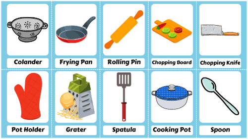 Select Objects in the Kitchen Handdrawn Flashcard Sheets Feature Image