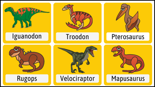 Fossil Grey Set of Dinosaur Flashcards Feature Image