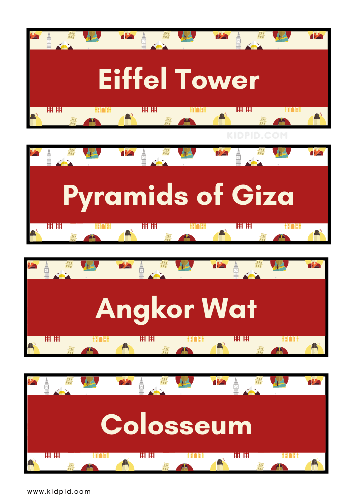 Landmarks Vocabulary Word Wall Flashcards