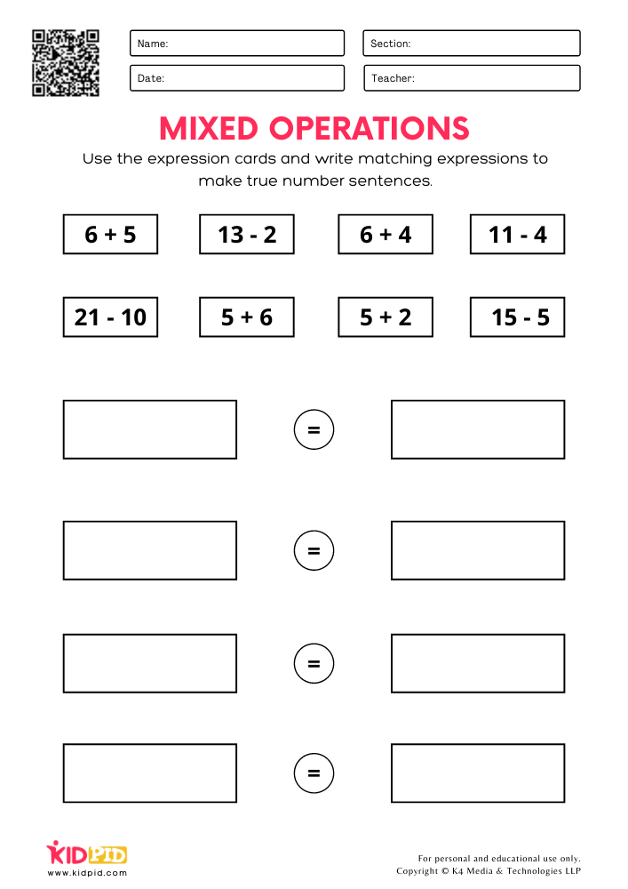 True Number Sentence Free Printable Worksheets For Grade 1 Kidpid
