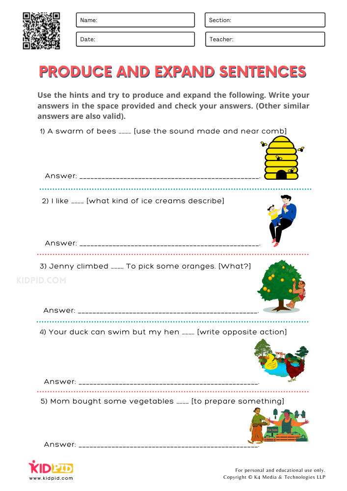 Expanding Sentence Worksheet Third Grade