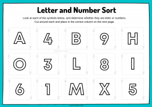 Letters and Numbers Activity Sorting Printable Worksheets - Kidpid