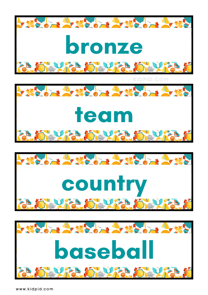 The Games Vocabulary Word Wall Flashcards