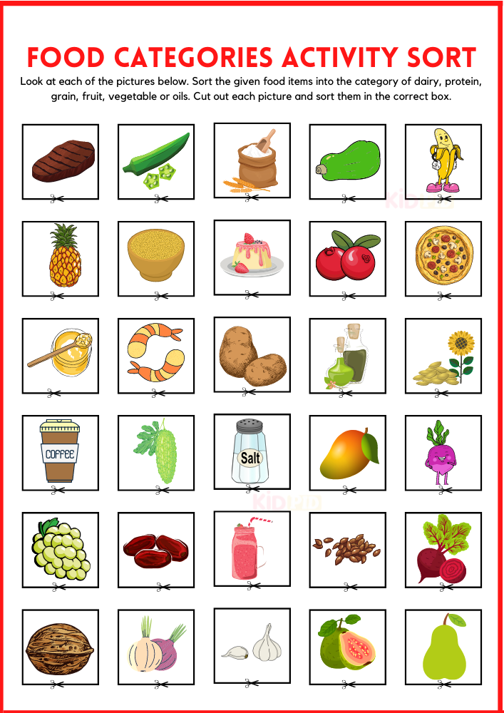 Food Categories Activity Sorting Printable Worksheets Food Category Columns 2