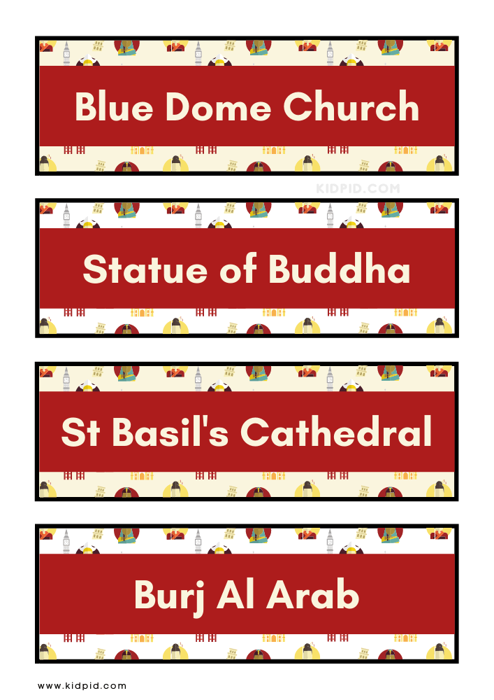 Landmarks Vocabulary Word Wall Flashcards