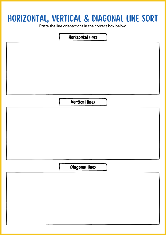 Line Orientation Activity Sort Printable Worksheets