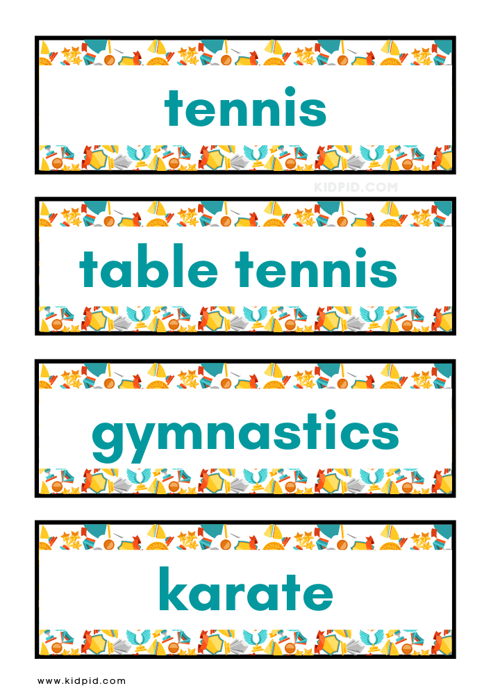 The Games Vocabulary Word Wall Flashcards