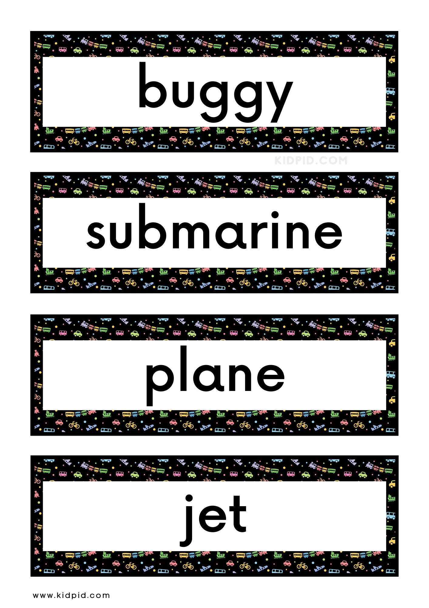 Transport Vocabulary Word Wall Flashcards