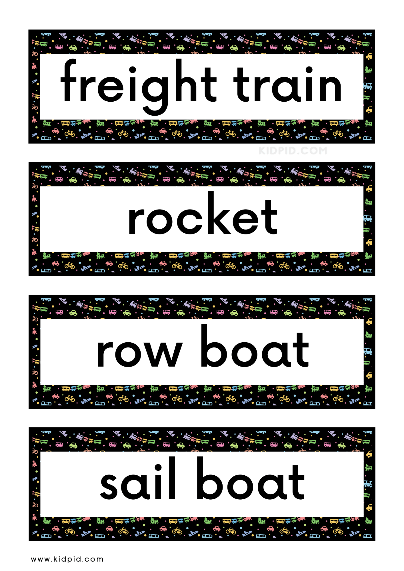 Transport Vocabulary Word Wall Flashcards