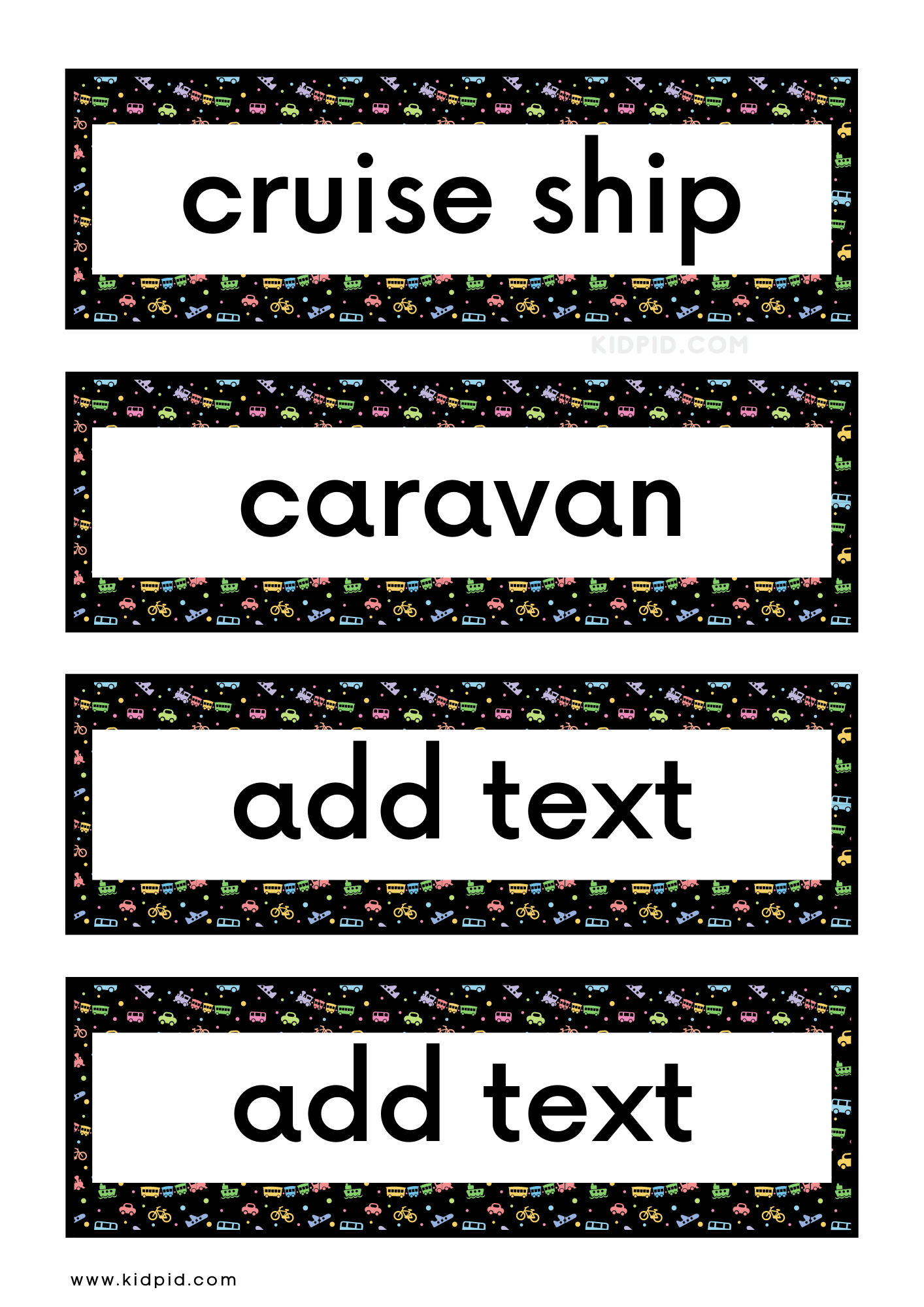 Transport Vocabulary Word Wall Flashcards
