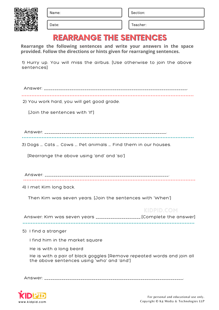 Produce And Expand Sentences Printable Worksheets For Grade 2 Kidpid