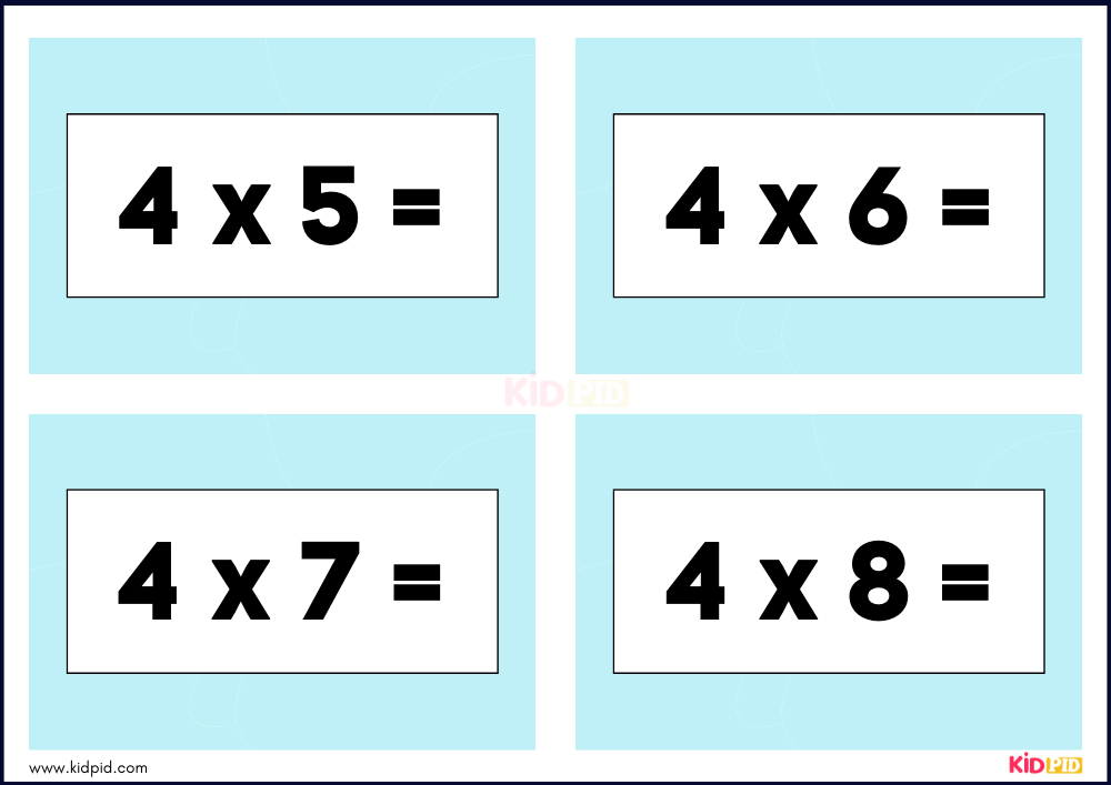 Times Tables Multiplication Matching Card Game Flashcards- 20