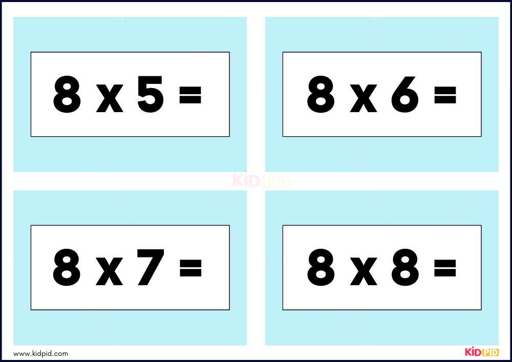 Times Tables Multiplication Matching Card Flashcards- 44