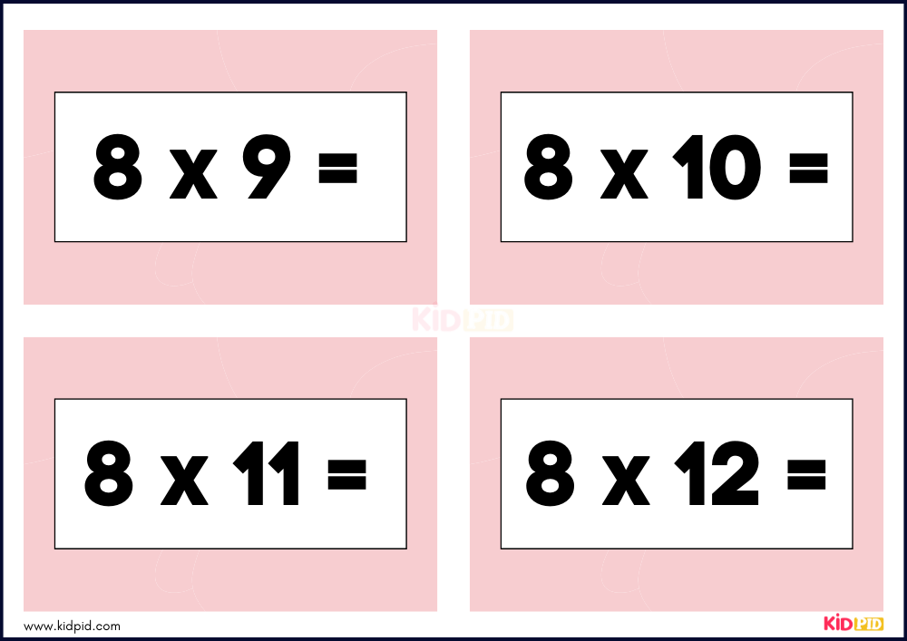 Times Tables Multiplication Matching Card Flashcards- 45