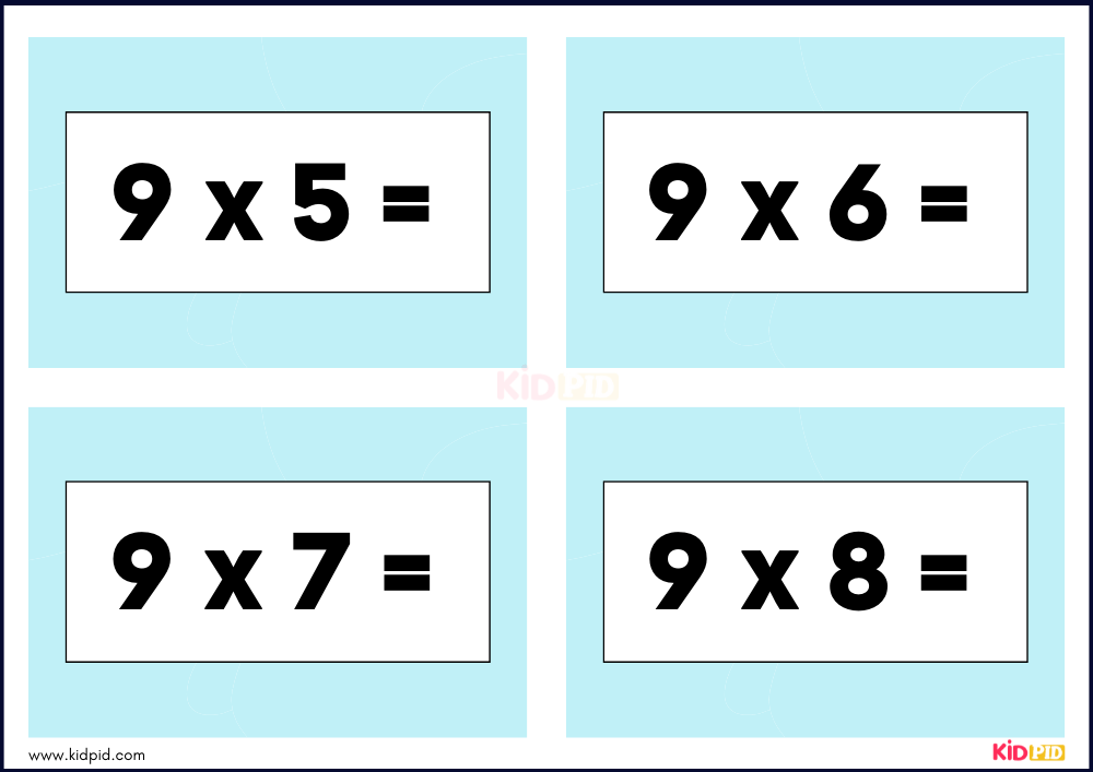 Times Tables Multiplication Matching Card Flashcards- 50