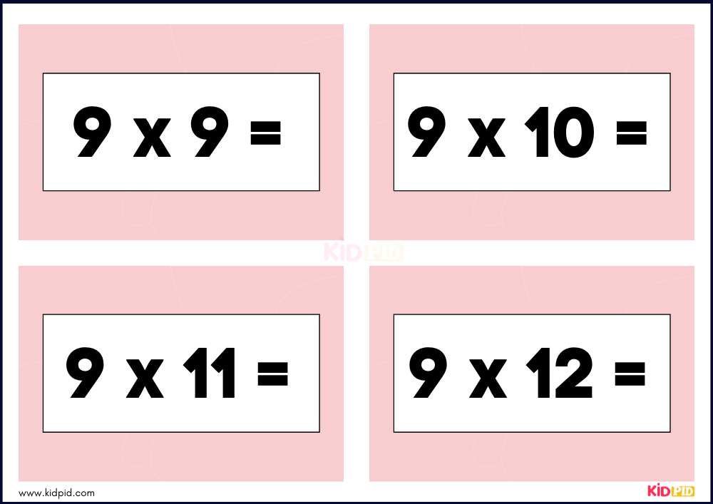Times Tables Multiplication Matching Card Flashcards- 51