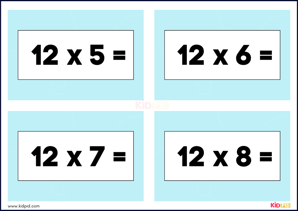 Times Tables Multiplication Matching Card Flashcards- 68