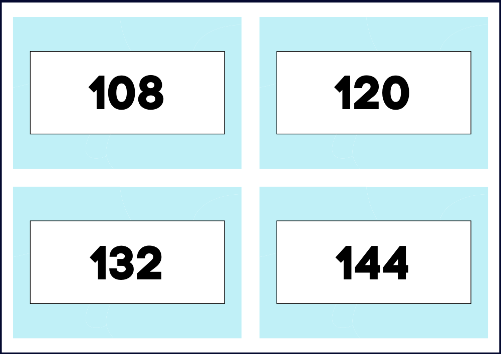 Times Tables Multiplication Matching Card Flashcards- 72