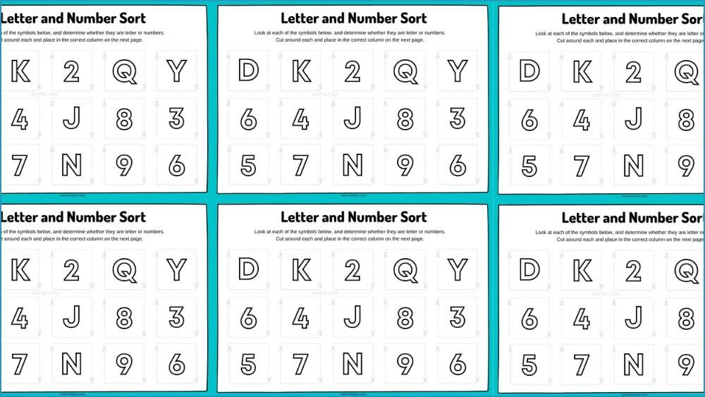 Sorting Letters And Numbers Worksheets
