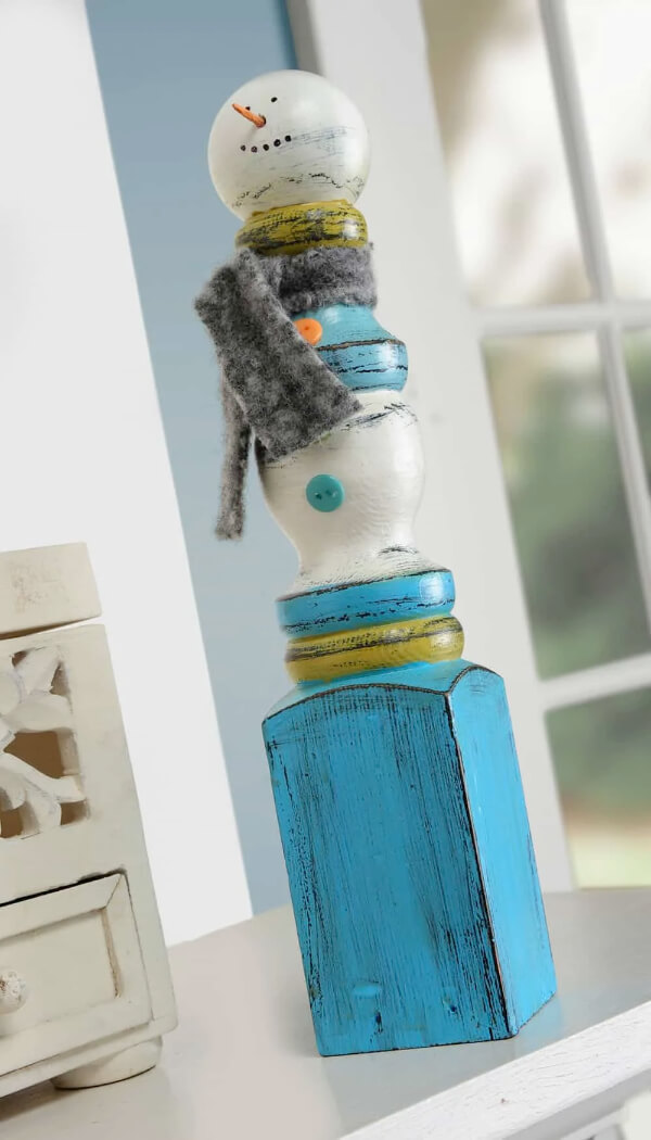 Cute Snowman Toy decor on a chair stand