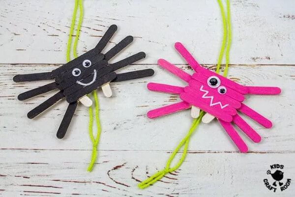 Spider Crafts for Kids Climbing Popsicle Stick Spider Craft