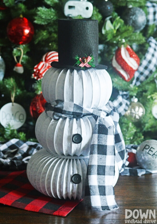 Cute Snowman decor with Paper and wool