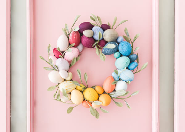 Easter Egg Wreath With Natural Rainbow Colours