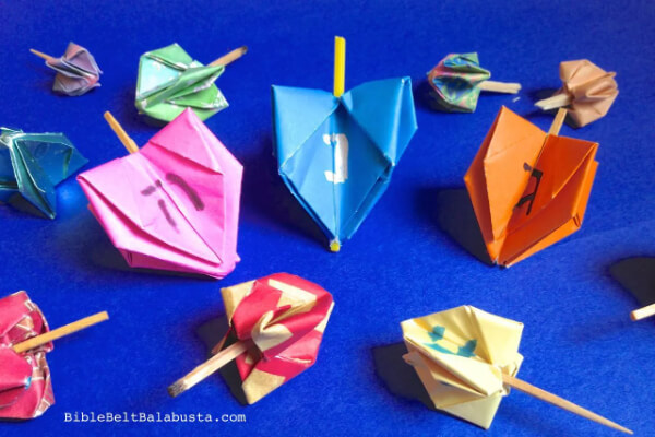 Colorful Paper Dreidels toys for Hanukkah
