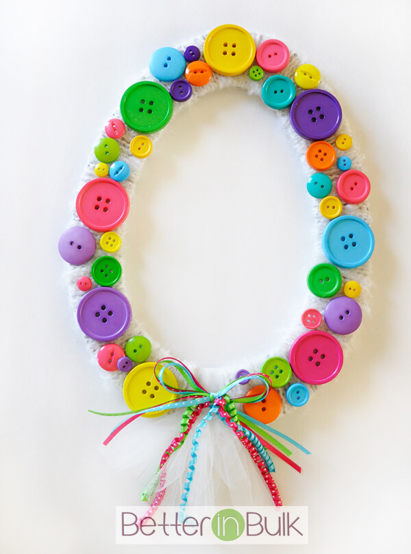 Easter Wreath With Buttons And Tulle DIY Easter Wreath