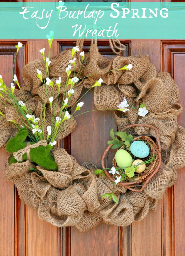 Simple Burlap Spring Wreath For Kids 