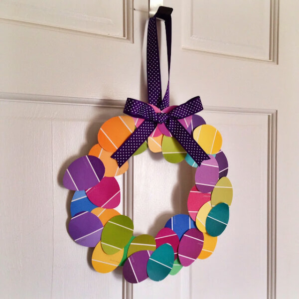 Paint Chip Egg Wreath With Cardboard DIY Easter Wreath