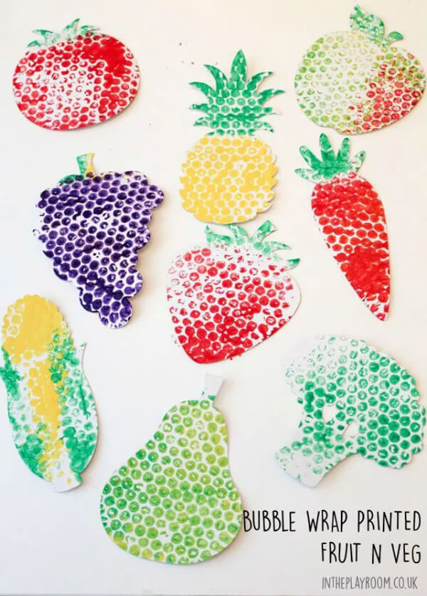 Beautiful Fruits and Vegetables Craft Activity with Bubble Wrap