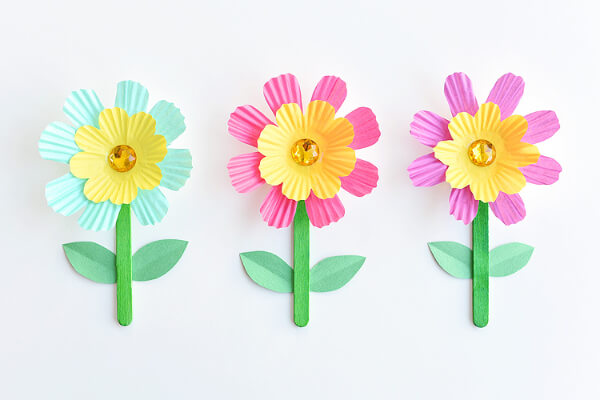 Colorful Flowers Using Cupcake Liners Easy Paper Crafts For Kids 