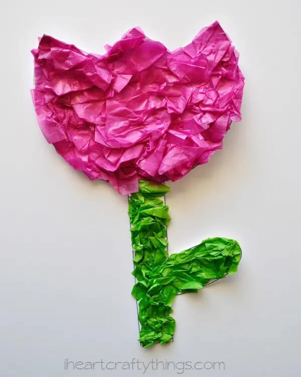 Tissue Paper Tulip Craft For Kids
