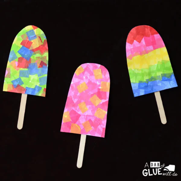Colorful popsicle out of tissue paper 