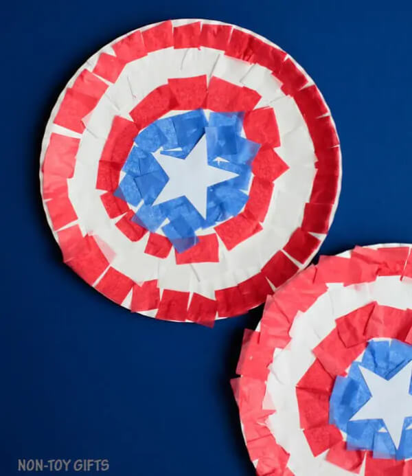 Captain America Tissue Paper Shield Craft