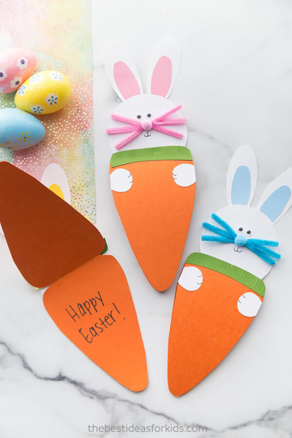 Easter Bunny Crafts for Kids Carrot Easter Card