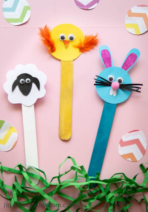 Easter Bunny Crafts for Kids Popsicle Stick Easter Crafts: Bunny, Sheep, and Chick