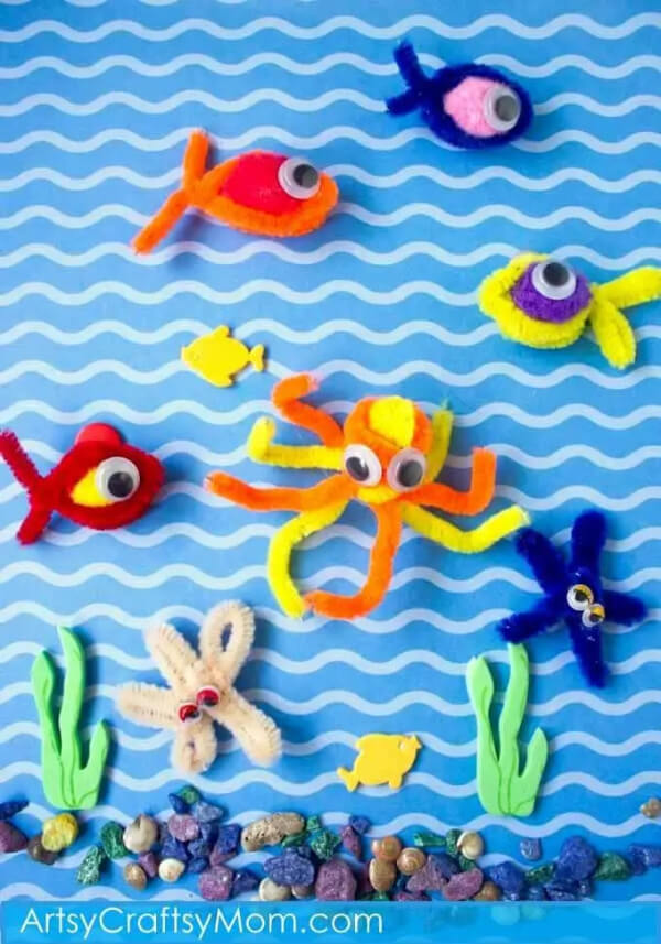 An Underwater Scenery - With Nemo And His Family Pipe Cleaner Crafts For Kids 