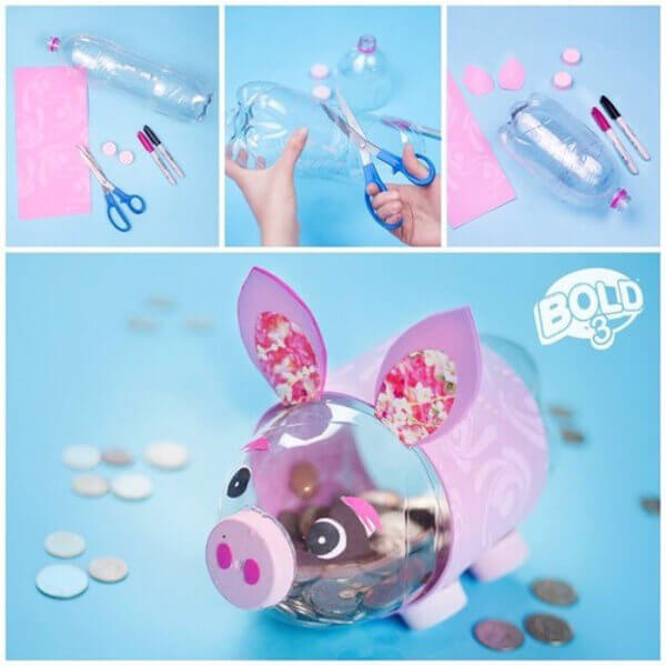 DIY Piggy Coin Bank Plastic Bottle
