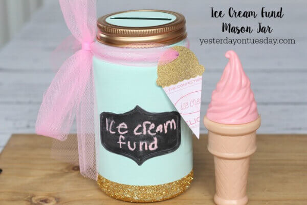 Ice Cream Fund DIY Piggy Bank Mason Jar