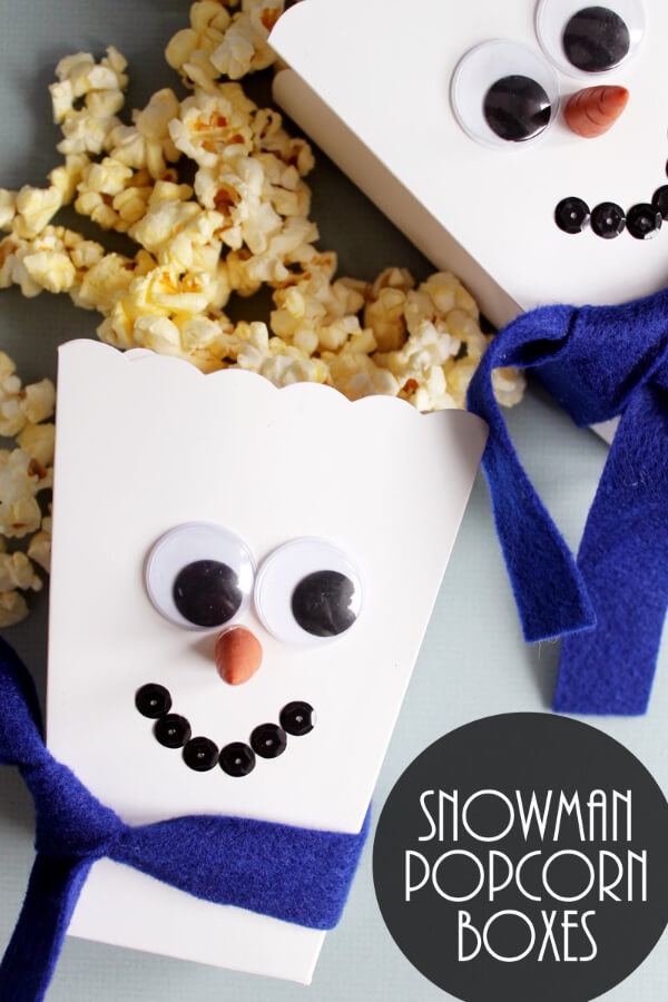 Snowman Craft Popcorn Boxes Winter Craft For Kids
