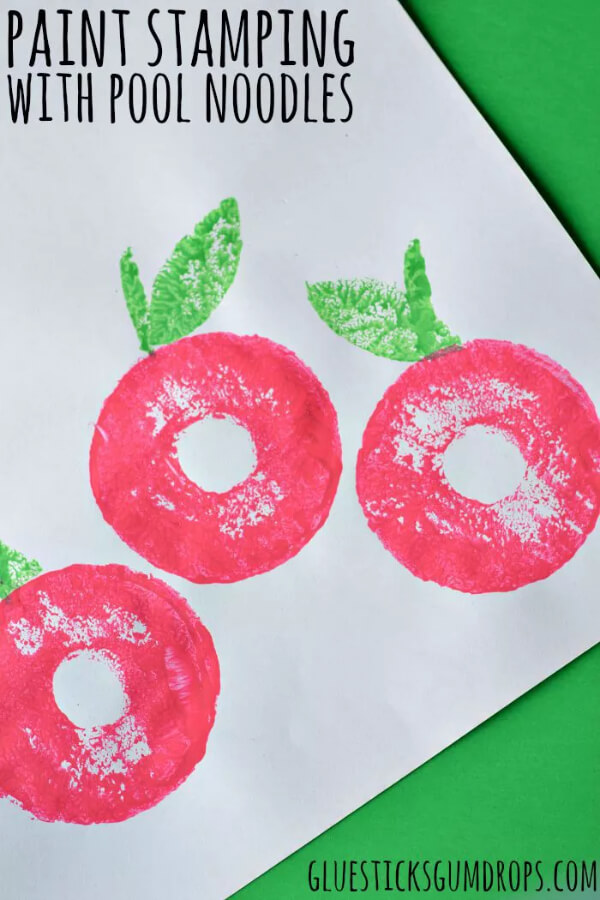 Beautiful Cherry Art by Paint Stamping with Pool Noodle