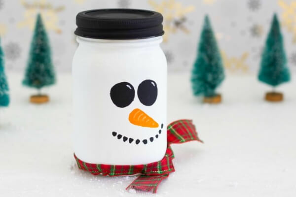 Snowman Mason Jar Winter Craft For Kids